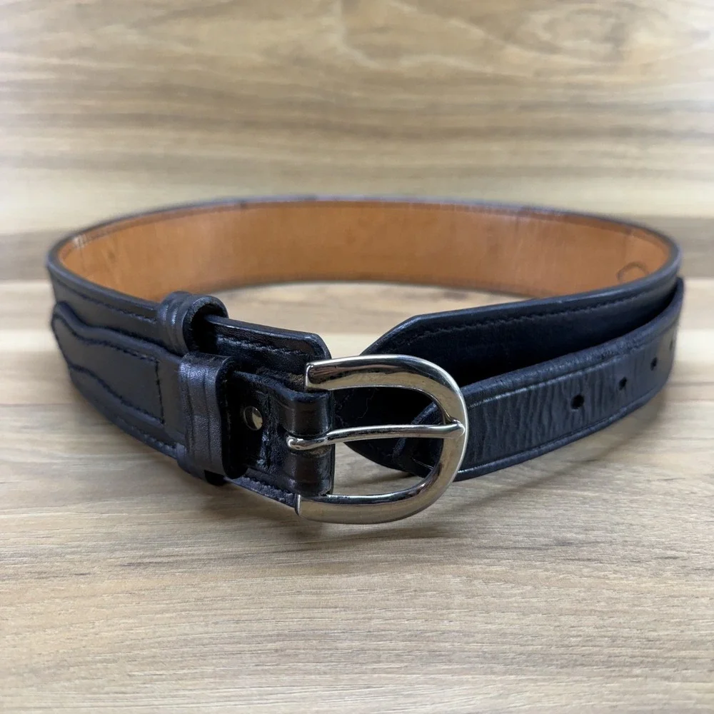 DON‎ HUME Duty Belt 28 30 Black Leather 2.25 in Oklahoma USA Made